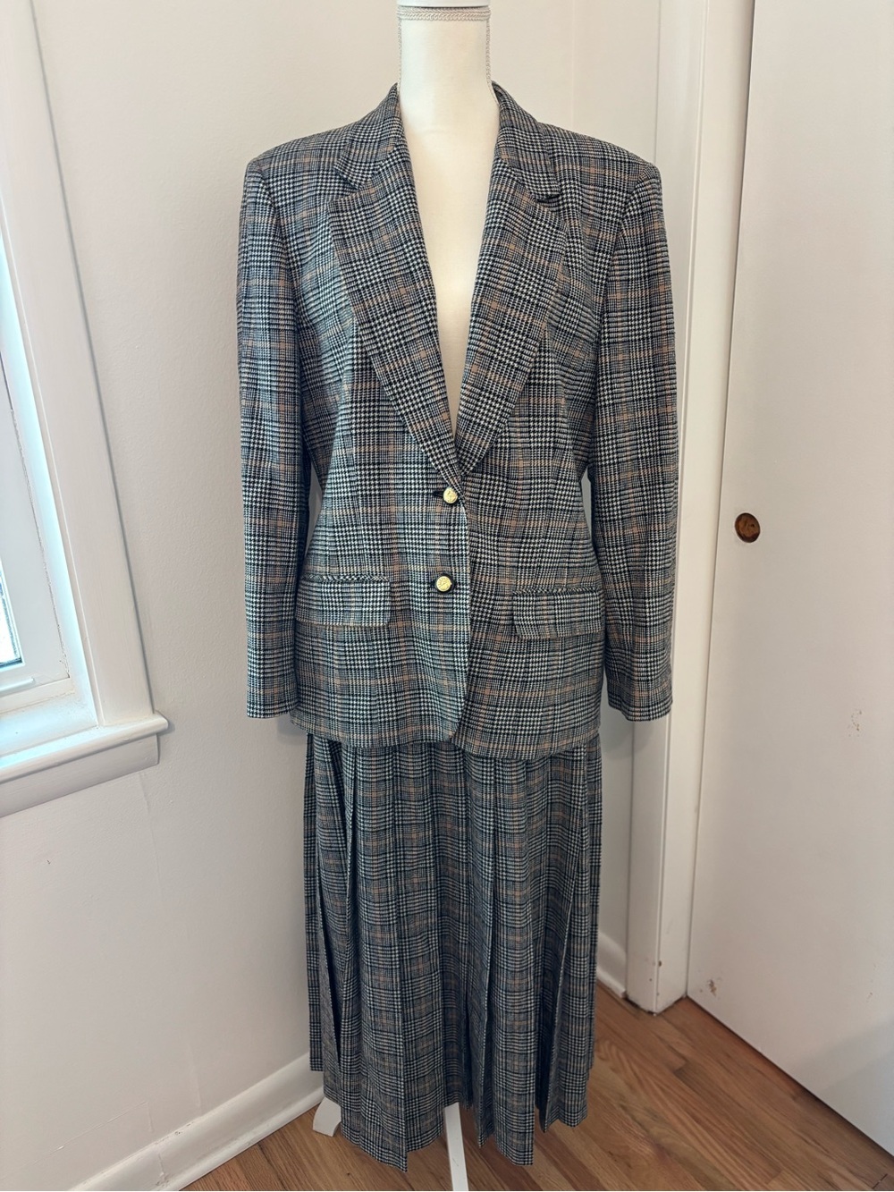 VTG 80s Pendleton Carnegie District Tartan wool 2 Piece skirt suit set size 14